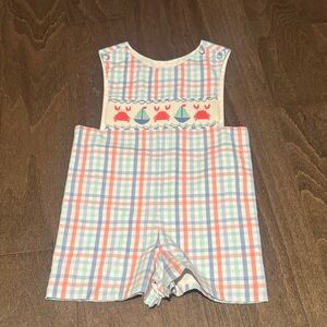 Charming Plaid Romper with Whale Pattern